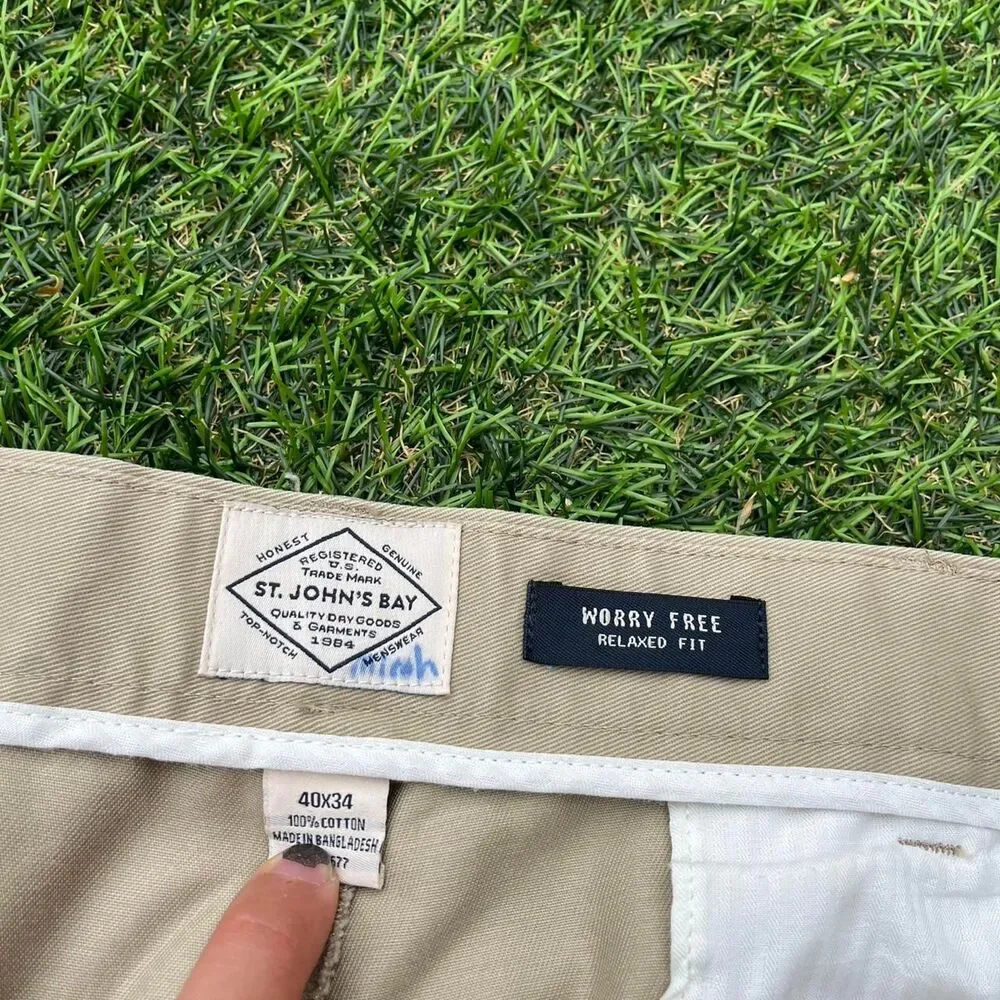 St-john-s-bay Men's Cream and Tan Trousers
